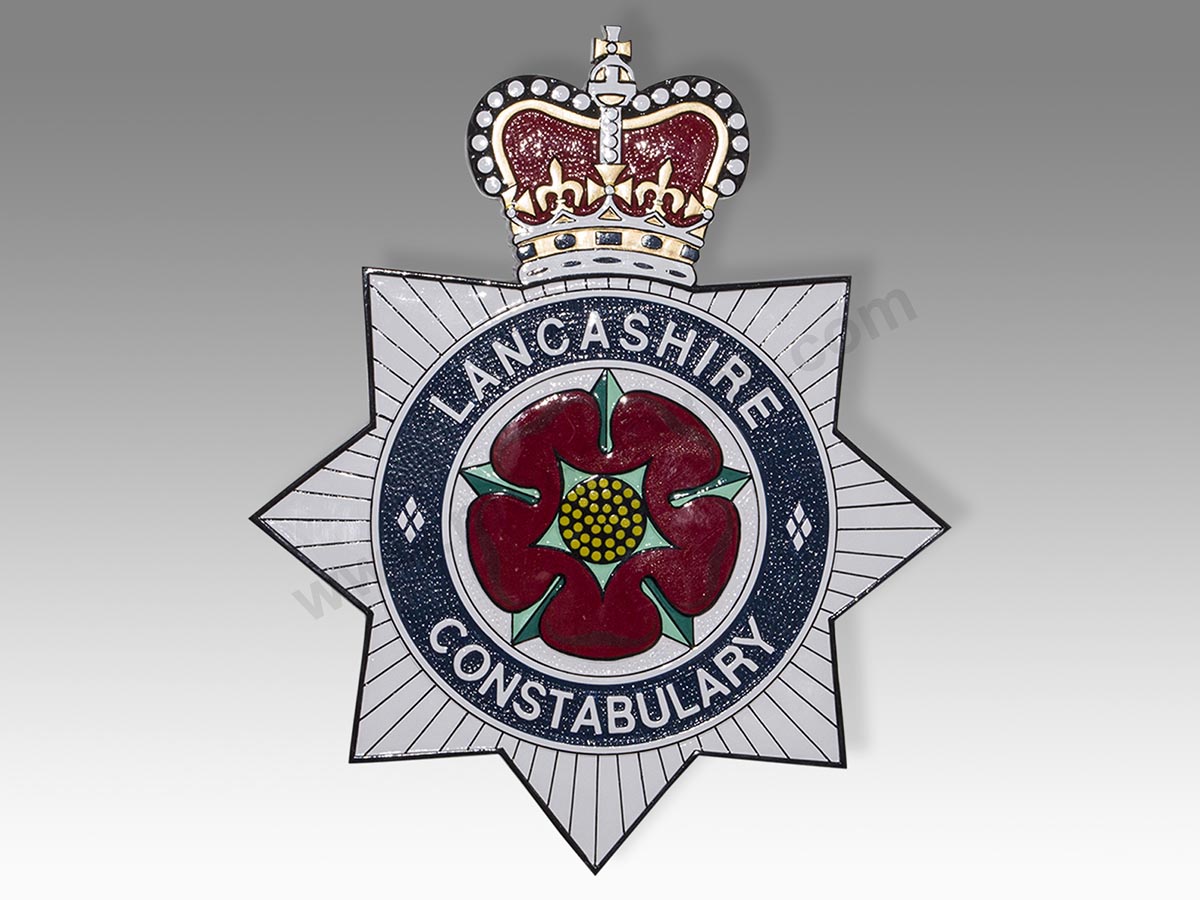 Lancashire Police Constabulary Wood Plaque Seal Emblem