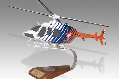 Bell 407 CareFlite Textron Delta Wood Replica Scale Custom Helicopter Model