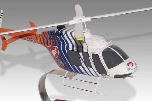 Bell 407 CareFlite Textron Delta Wood Replica Scale Custom Helicopter Model