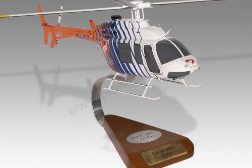 Bell 407 CareFlite Textron Delta Wood Replica Scale Custom Helicopter Model